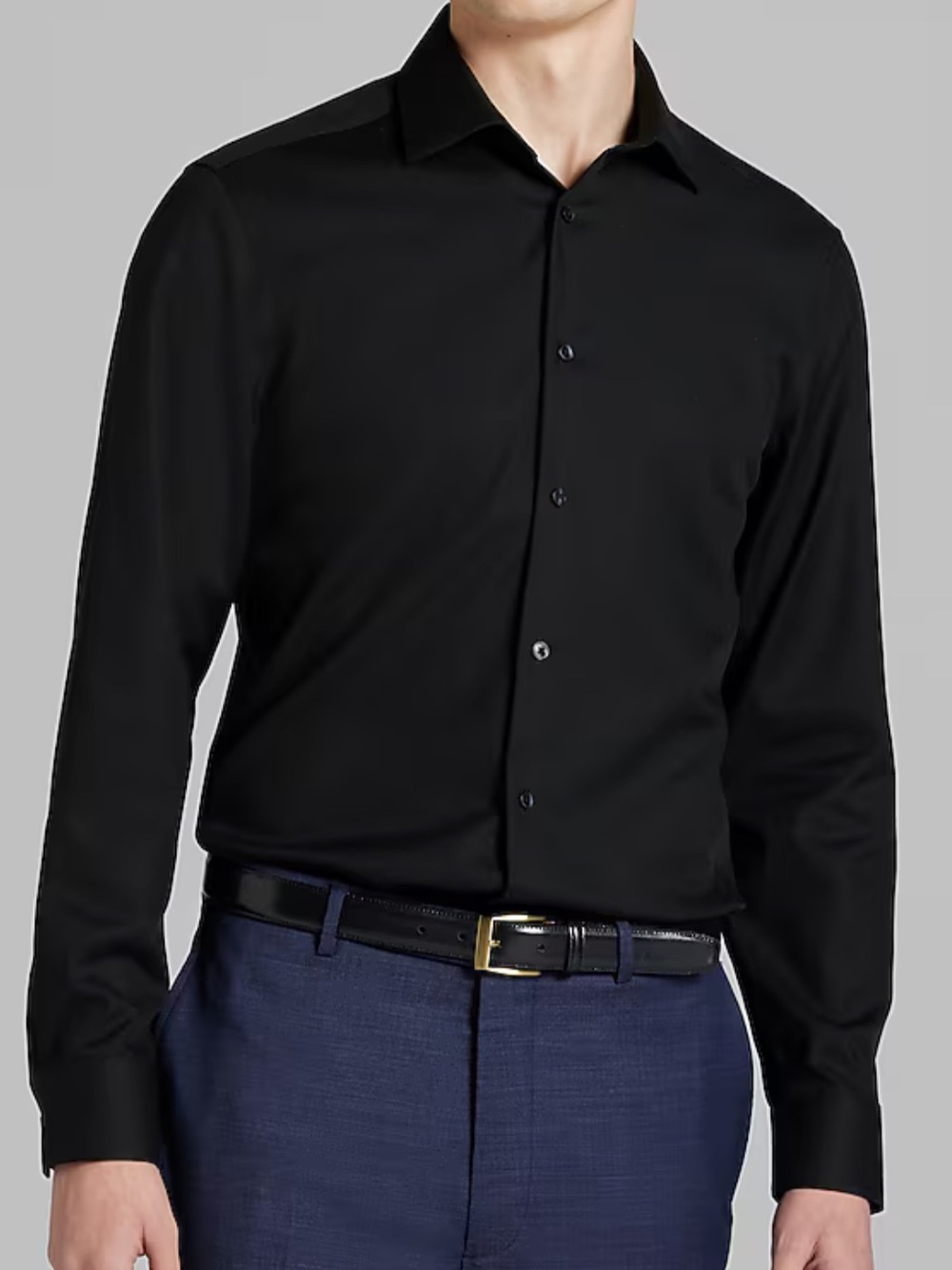 Calvin Klein Men’s Wrinkle Free Slim Fit Stretch Black Long-Sleeve Dress Shirt